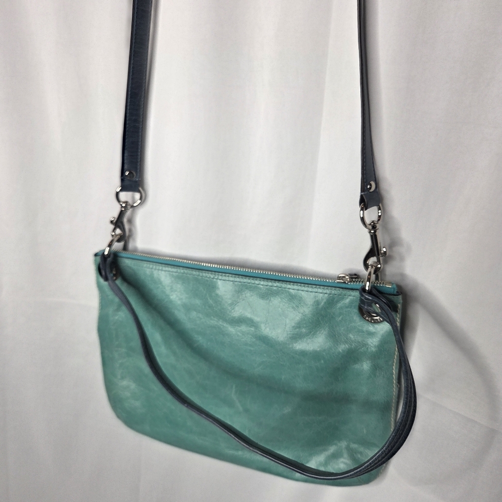 Coach Poppy Spectator Hippie Green Blue Leather Crossbody Bag - Picture 4 of 14